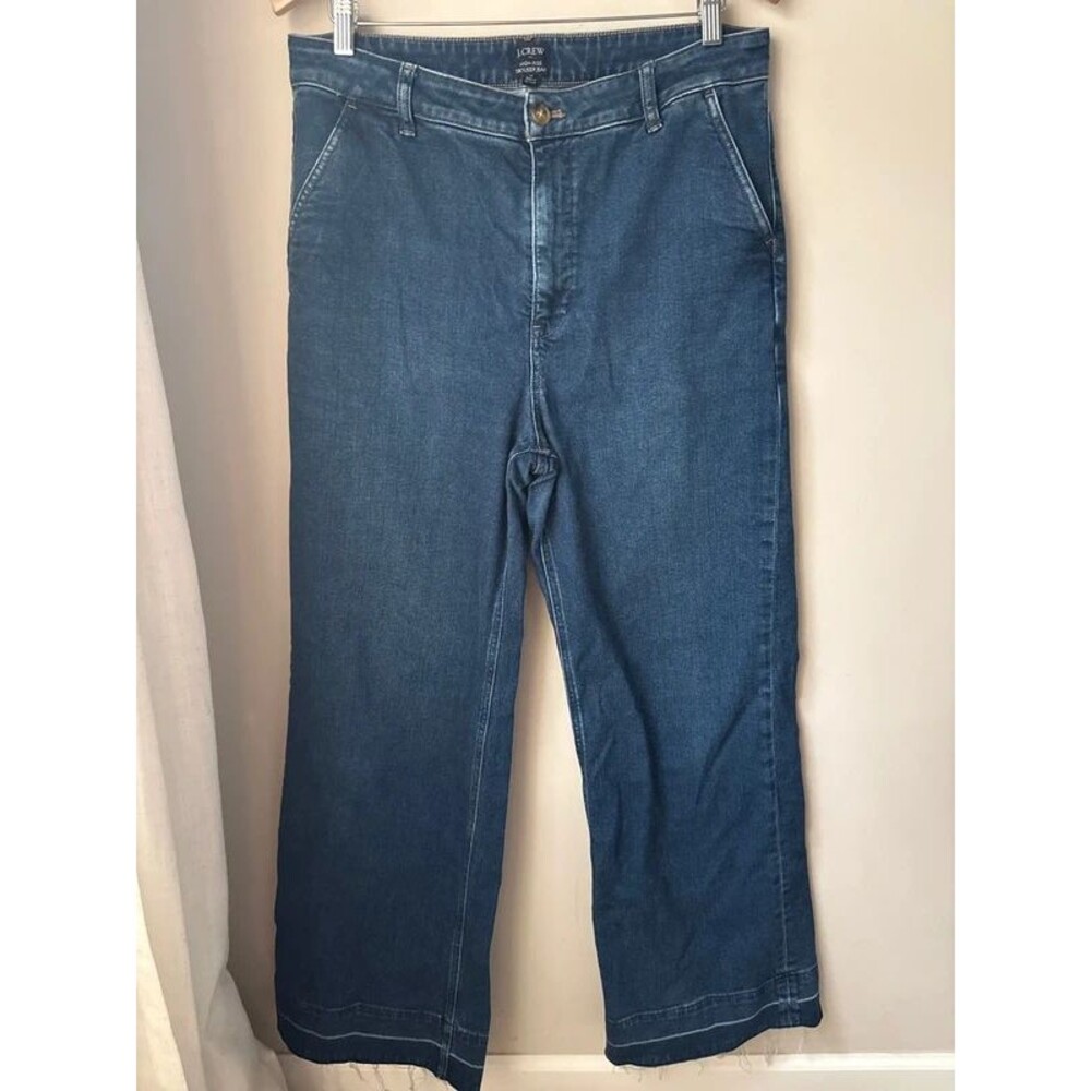 J.Crew High-Rise Trouser Jean Wide Leg Raw Hem Size 31